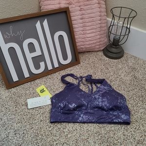 Women's Purple Tie-Dye Light Upport Multitrap Longline Bra - All in Motion